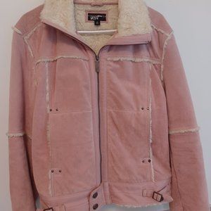 Black Rivet Pink Womens Warm Leather Jacket, XL